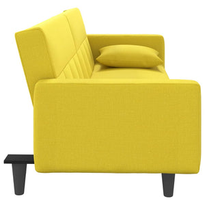 Divano Letto con Cuscini Giallo Chiaro in Tessuto 351879