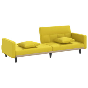 Divano Letto con Cuscini Giallo Chiaro in Tessuto 351879