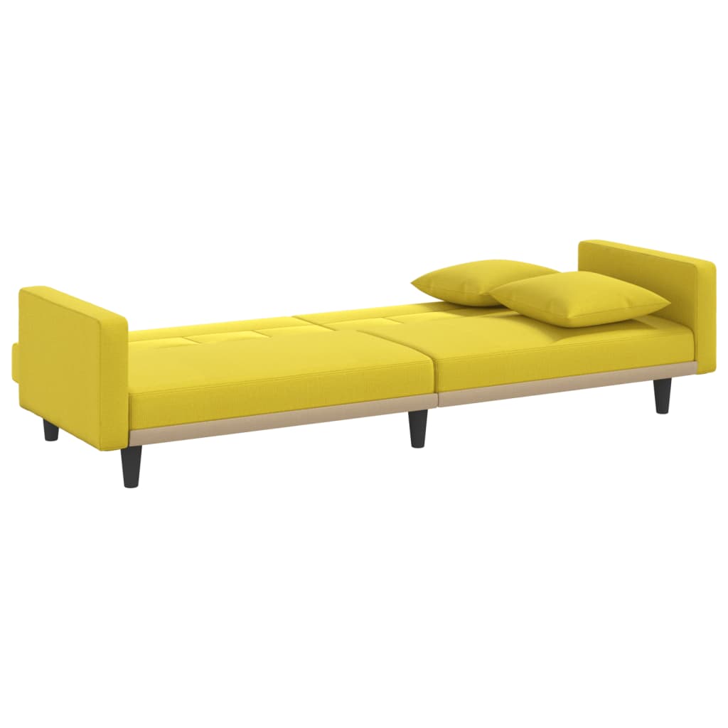 Divano Letto con Cuscini Giallo Chiaro in Tessuto 351879