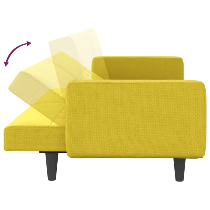 Divano Letto con Cuscini Giallo Chiaro in Tessuto 351879