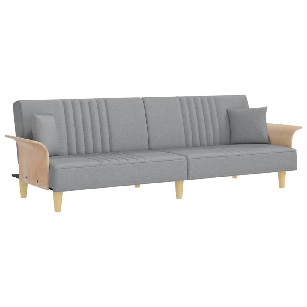 Divano Letto con Braccioli Grigio Chiaro in Tessuto 351887