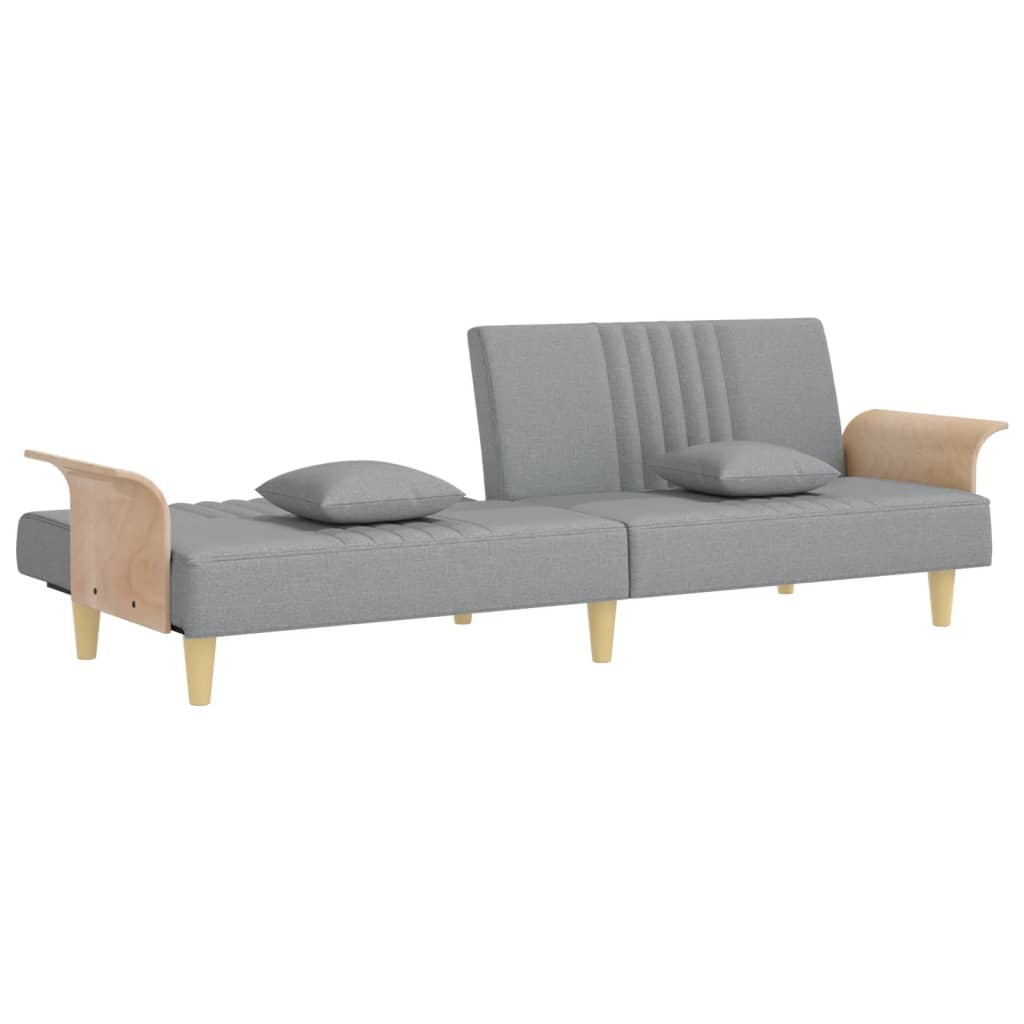 Divano Letto con Braccioli Grigio Chiaro in Tessuto 351887