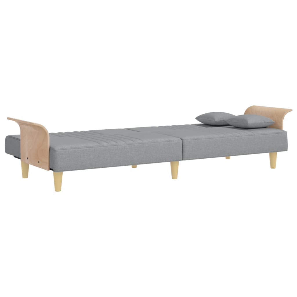 Divano Letto con Braccioli Grigio Chiaro in Tessuto 351887