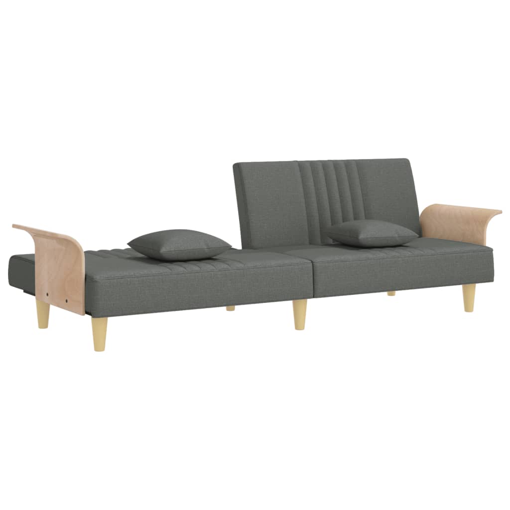 Divano Letto con Braccioli Grigio Scuro in Tessuto 351888