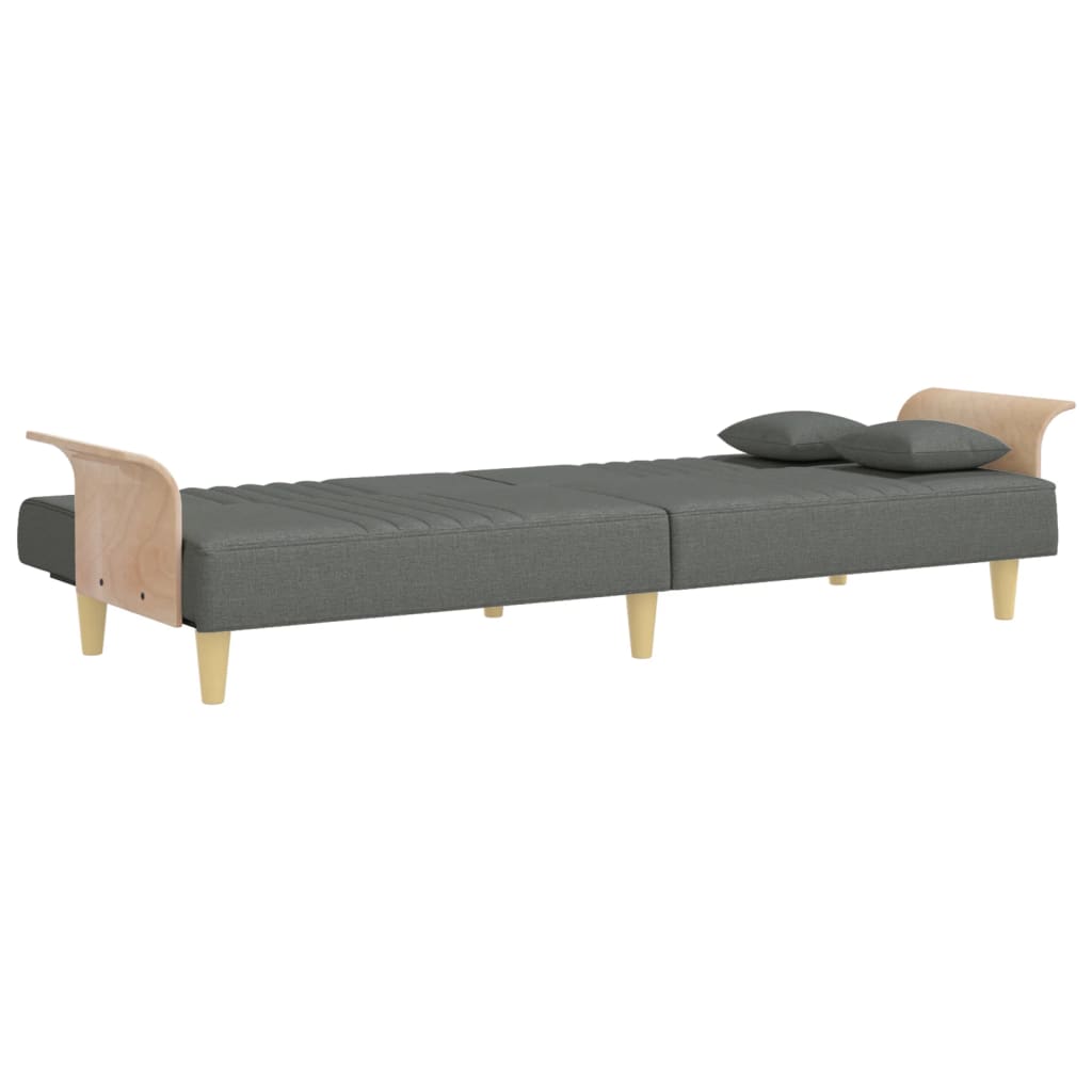 Divano Letto con Braccioli Grigio Scuro in Tessuto 351888