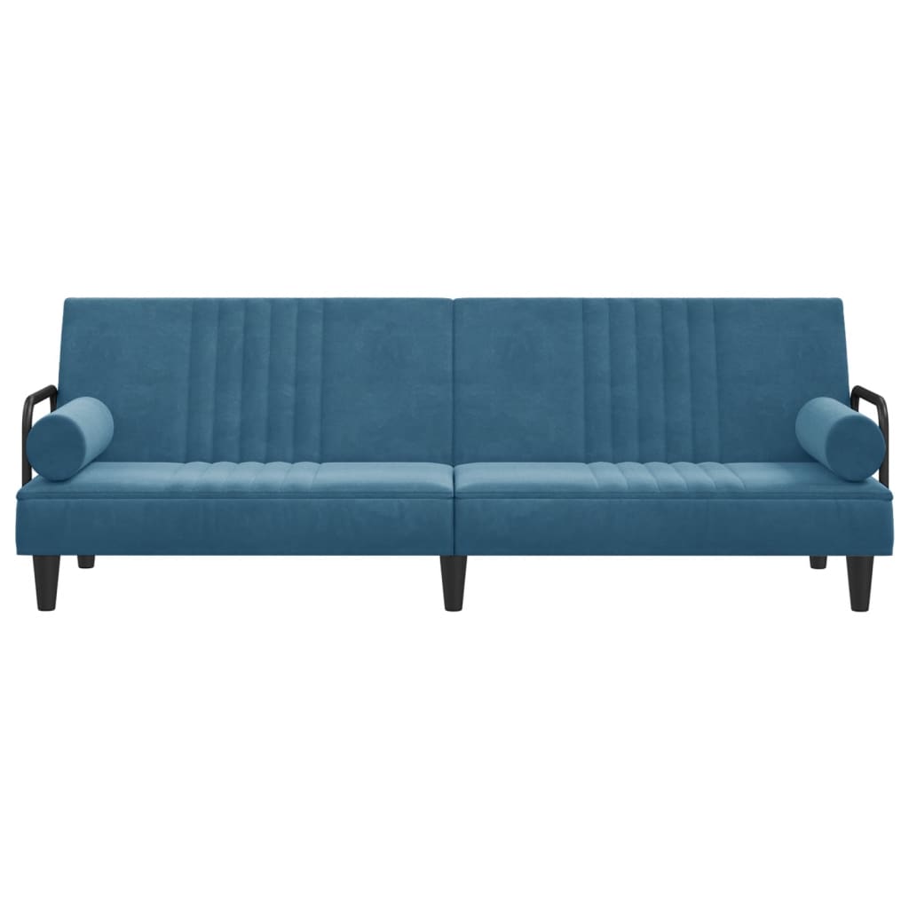 Divano Letto con Braccioli Blu in Velluto 351893