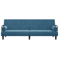 Divano Letto con Braccioli Blu in Velluto 351893