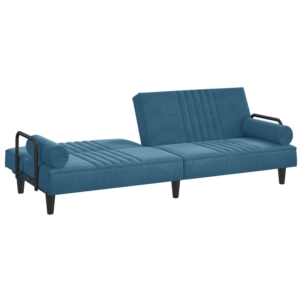 Divano Letto con Braccioli Blu in Velluto 351893