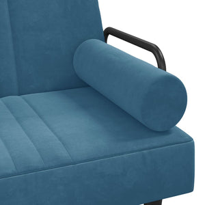 Divano Letto con Braccioli Blu in Velluto 351893