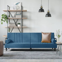 Divano Letto con Braccioli Blu in Velluto 351893