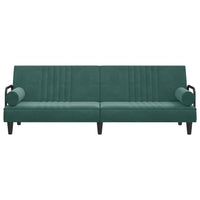 Divano Letto con Braccioli Verde Scuro in Velluto 351896