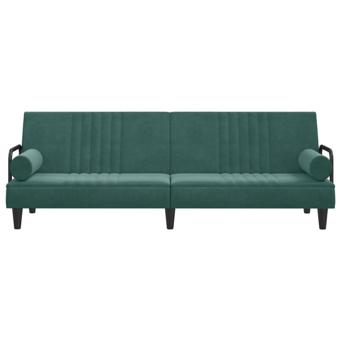 Divano Letto con Braccioli Verde Scuro in Velluto 351896