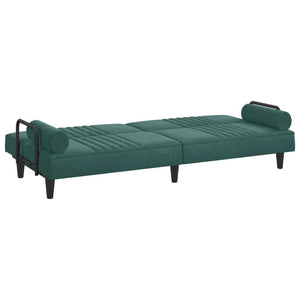 Divano Letto con Braccioli Verde Scuro in Velluto 351896