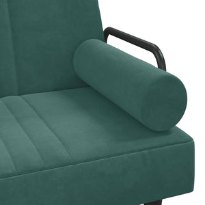 Divano Letto con Braccioli Verde Scuro in Velluto 351896