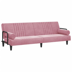 Divano Letto con Braccioli Rosa in Velluto 351897