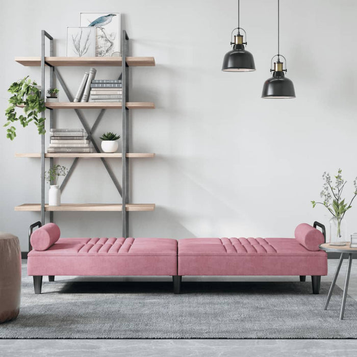 Divano Letto con Braccioli Rosa in Velluto 351897