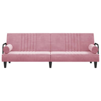 Divano Letto con Braccioli Rosa in Velluto 351897