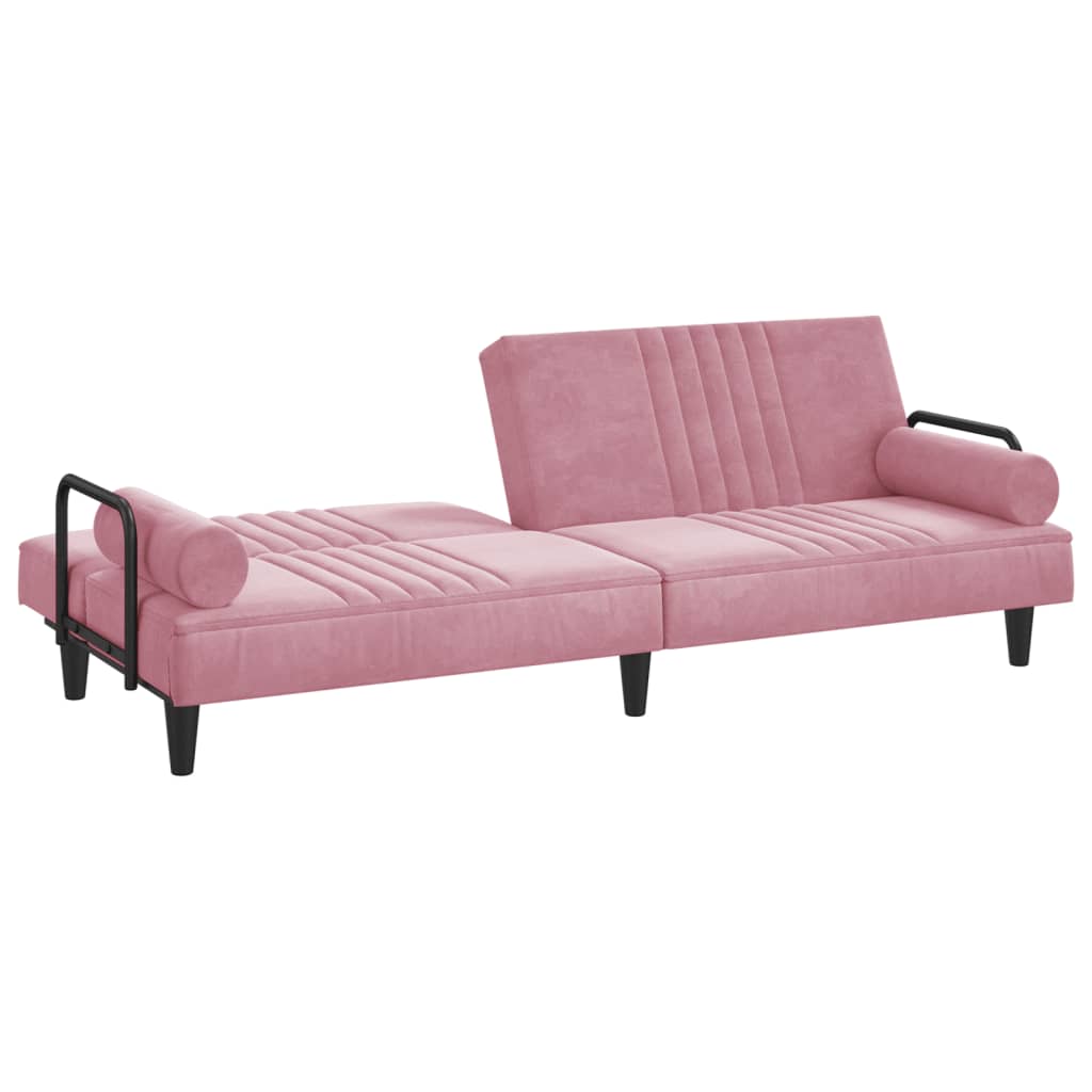 Divano Letto con Braccioli Rosa in Velluto 351897