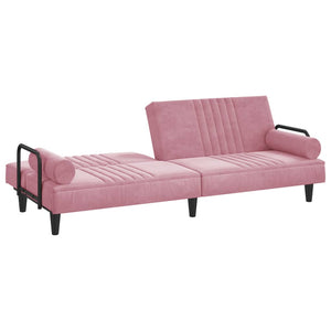 Divano Letto con Braccioli Rosa in Velluto 351897