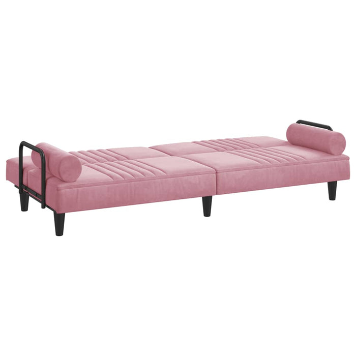 Divano Letto con Braccioli Rosa in Velluto 351897