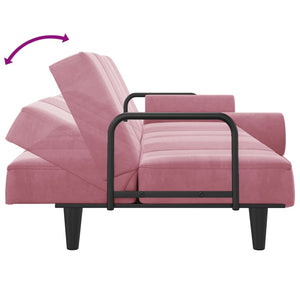 Divano Letto con Braccioli Rosa in Velluto 351897