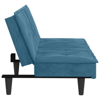 Divano Letto con Portabicchieri in Velluto Blu 351919