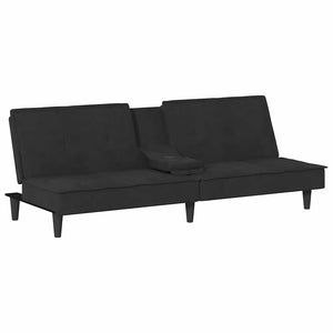 Divano Letto con Portabicchieri in Velluto Nero 351924