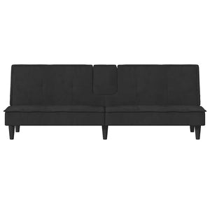 Divano Letto con Portabicchieri in Velluto Nero 351924