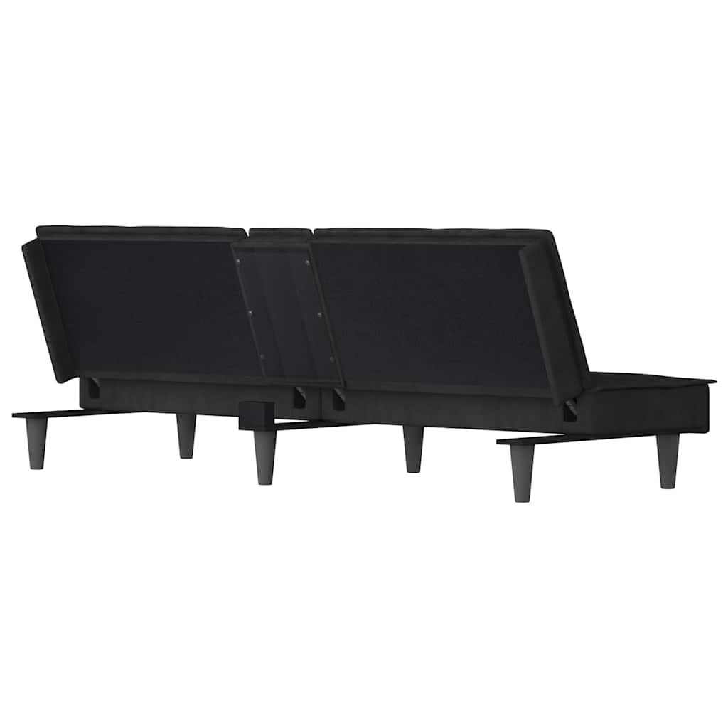 Divano Letto con Portabicchieri in Velluto Nero 351924