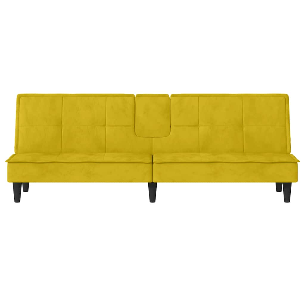 Divano Letto con Portabicchieri in Velluto Giallo 351925