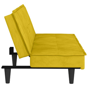 Divano Letto con Portabicchieri in Velluto Giallo 351925