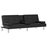 Divano Letto con Portabicchieri in Similpelle Nero 351926