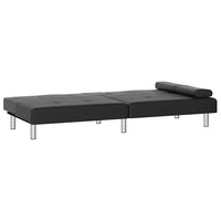 Divano Letto con Portabicchieri in Similpelle Nero 351926