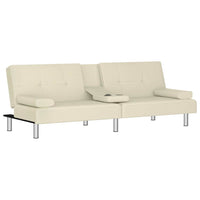 Divano Letto con Portabicchieri in Similpelle Crema 351927