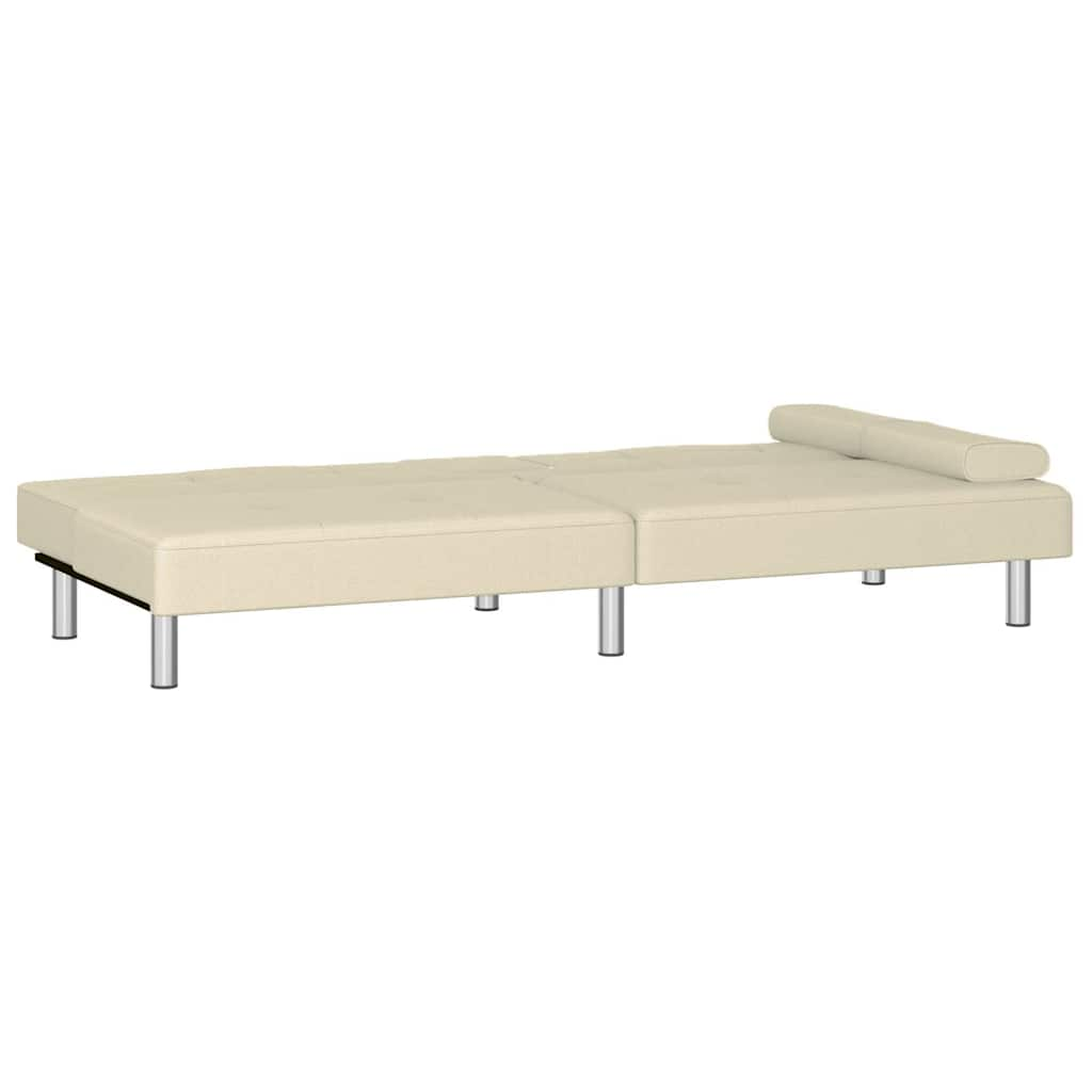 Divano Letto con Portabicchieri in Similpelle Crema 351927