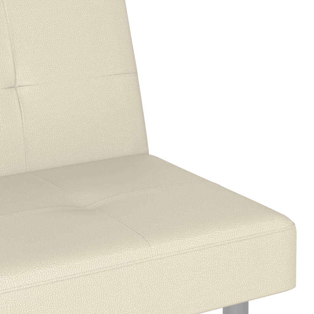 Divano Letto con Portabicchieri in Similpelle Crema 351927