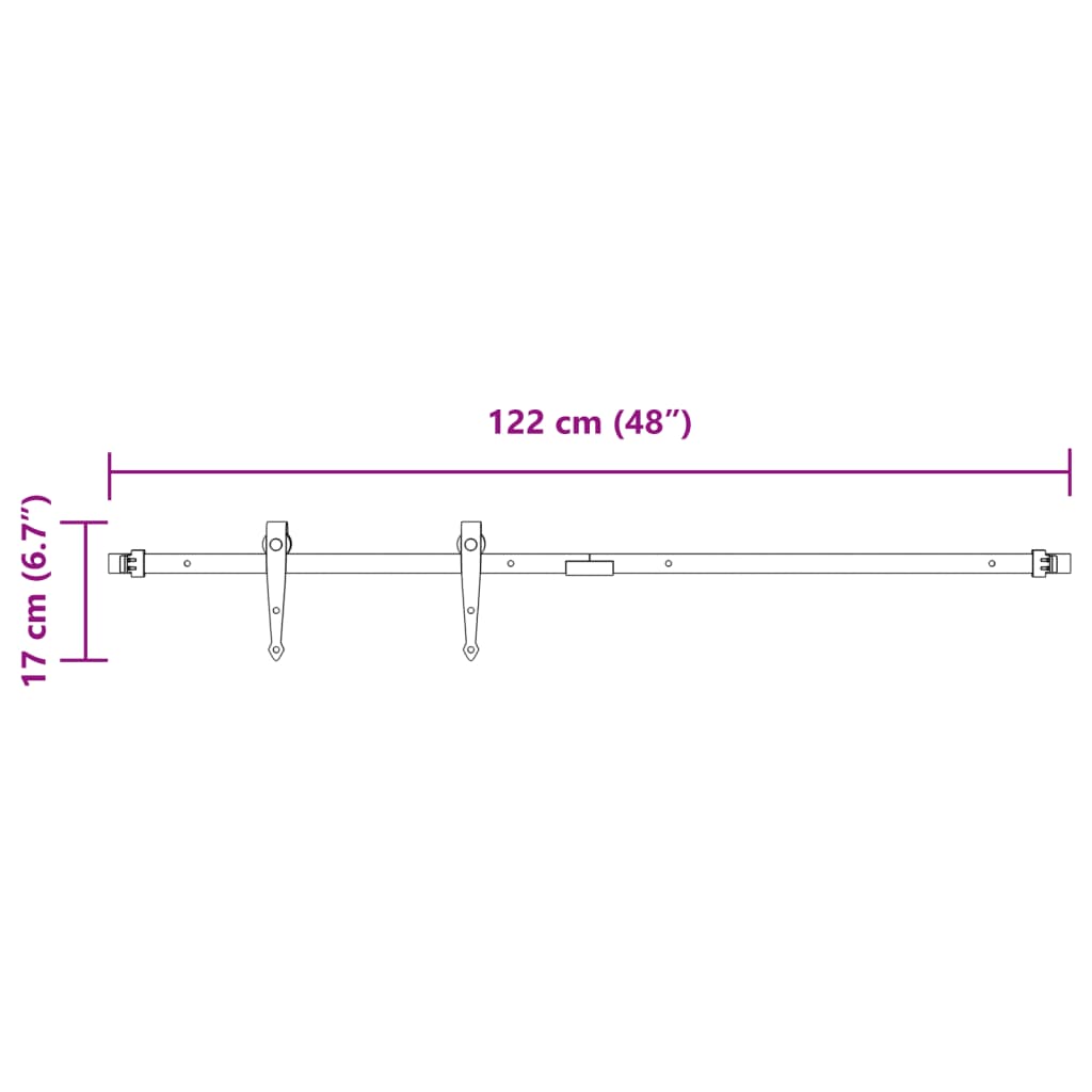 Kit Mini Anta Scorrevole Armadio in Acciaio al Carbonio 122 cm 352306