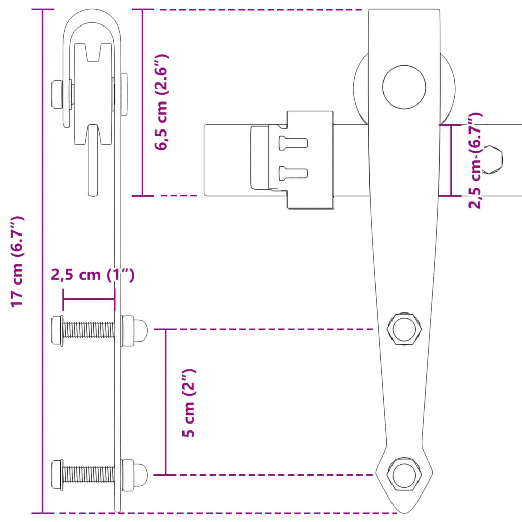 Kit Mini Anta Scorrevole Armadio in Acciaio al Carbonio 122 cm 352306