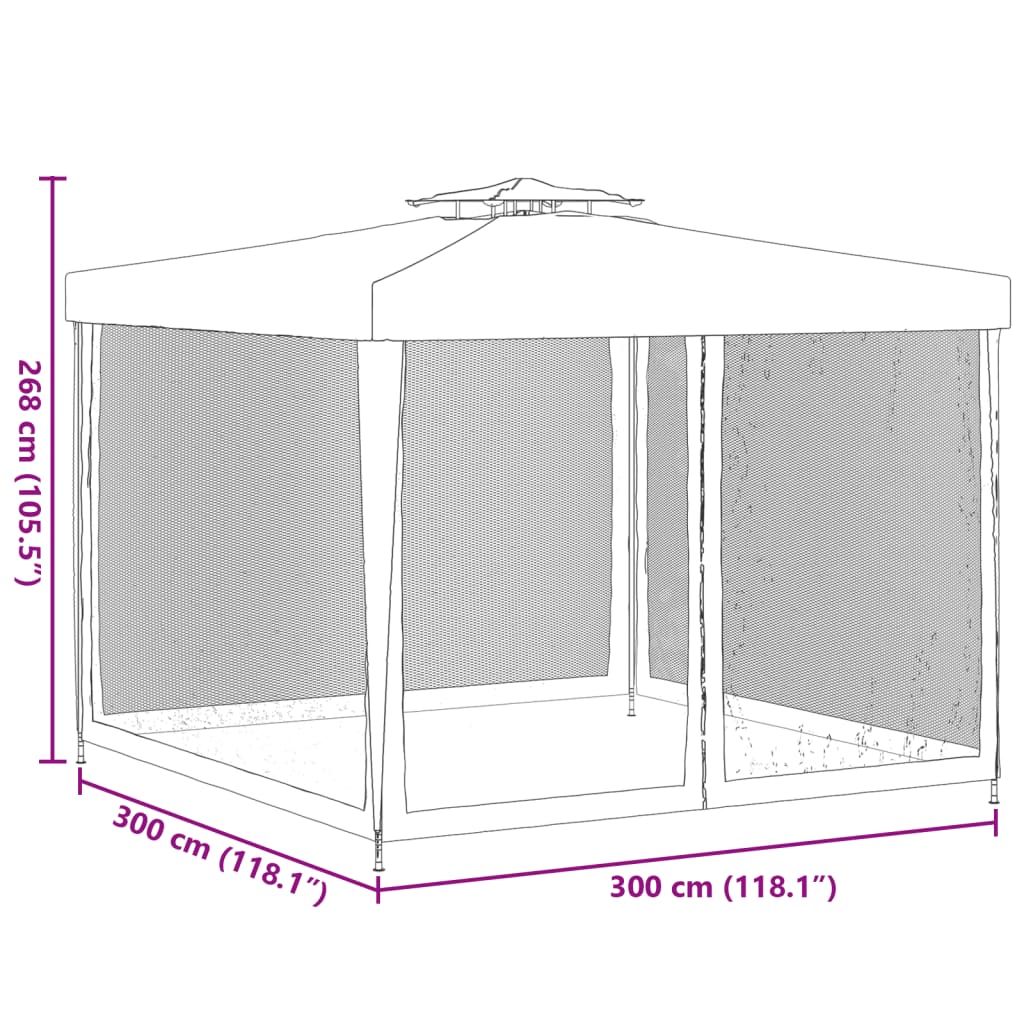 Gazebo con Tetto Doppio Blu 3x3x2,68 m in Tessuto 362627