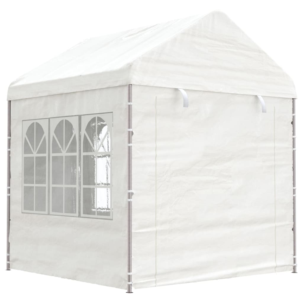 Gazebo con Tetto Bianco 2,28x2,23x2,69 m in Polietilene 362629