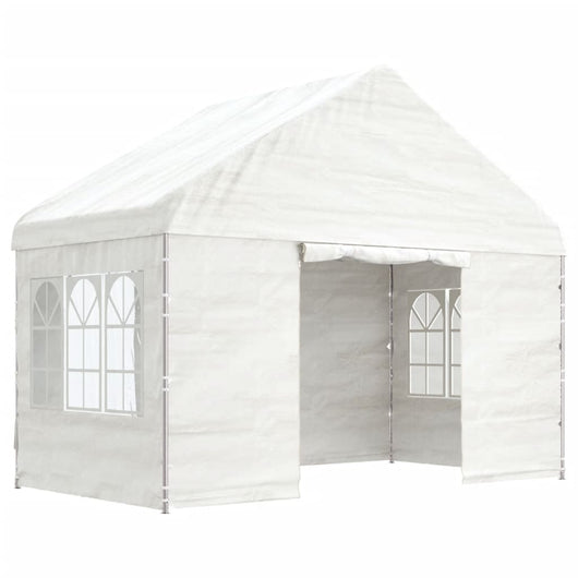 Gazebo con Tetto Bianco 4,08x2,23x3,22 m in Polietilenecod mxl 71655