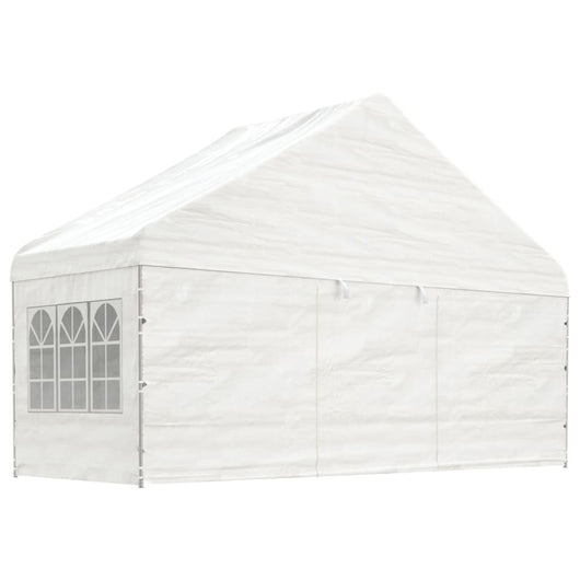 Gazebo con Tetto Bianco 5,88x2,23x3,75 m in Polietilene 362633