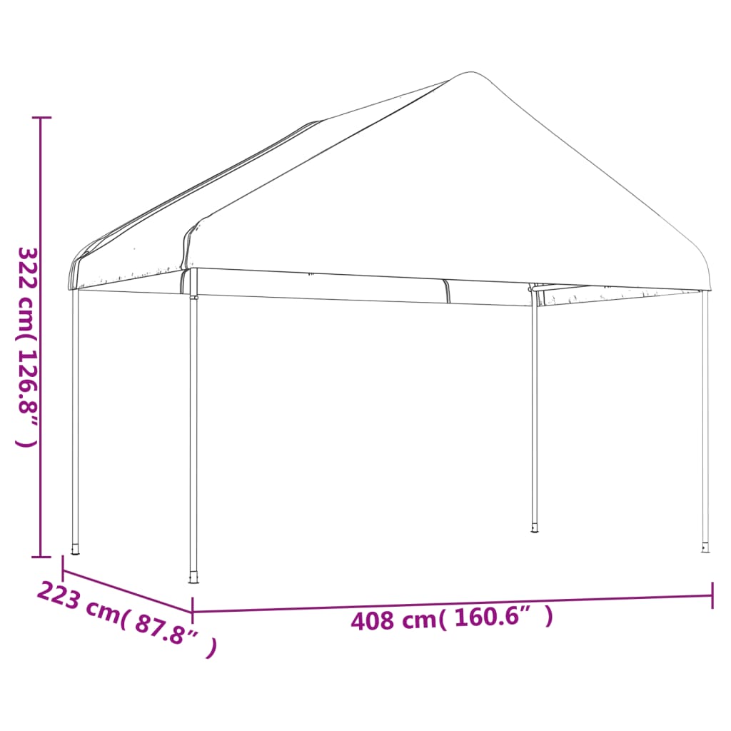 Gazebo con Tetto Bianco 4,08x2,23x3,22 m in Polietilene 362637