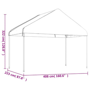 Gazebo con Tetto Bianco 4,08x2,23x3,22 m in Polietilene 362637