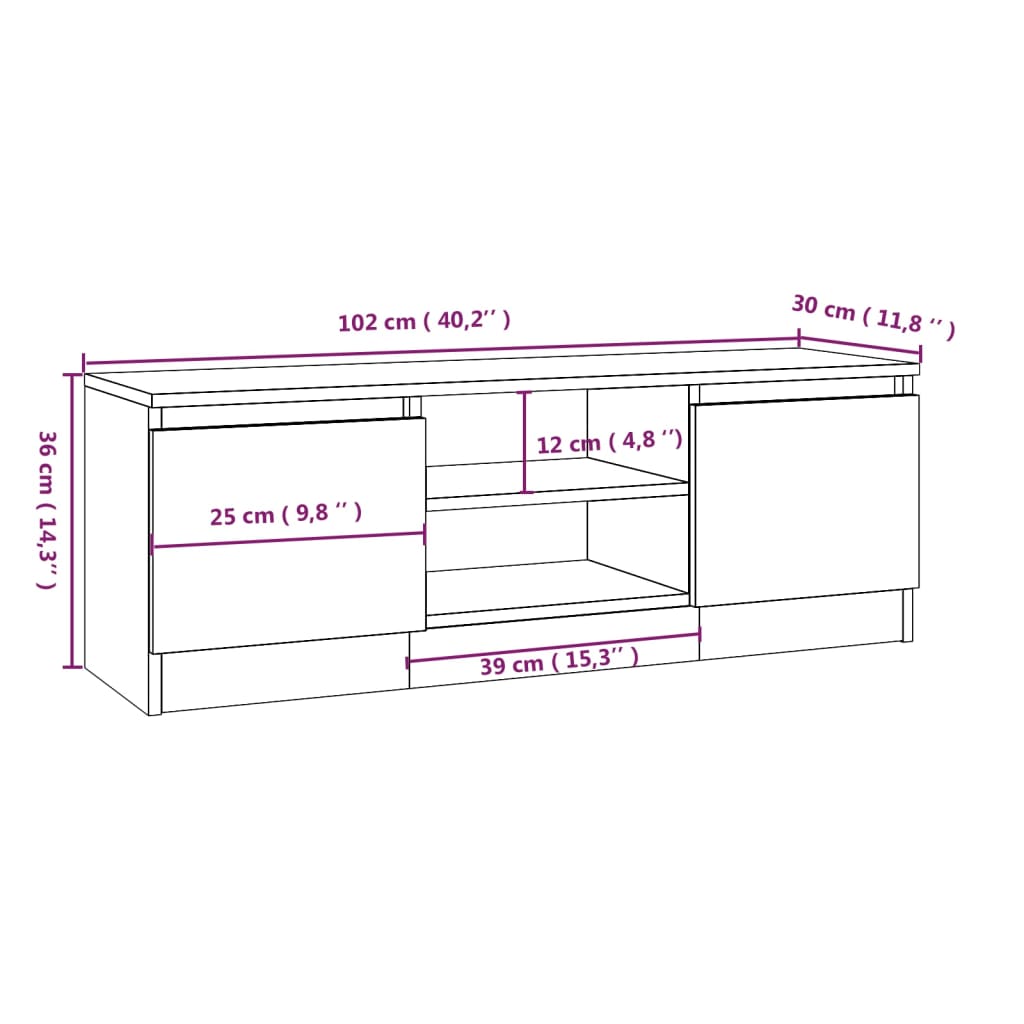 Mobile Porta TV con Anta Bianco 102x30x36 cm 823350