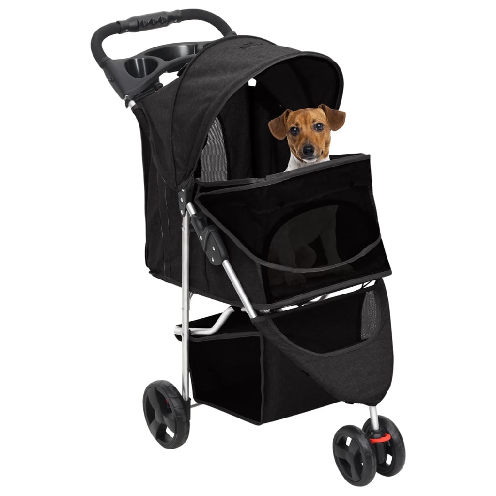 Passeggino per Cani Pieghevole Nero 80x46x98cm Tessuto Oxford 172196