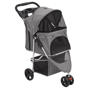 Passeggino per Cani Pieghevole Grigio 80x46x98cm Tessuto Oxford 172197