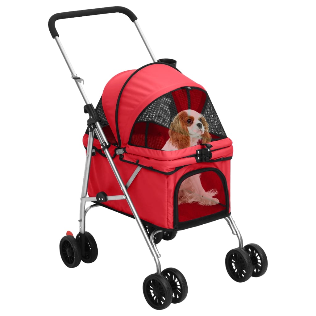 Passeggino per Cani Pieghevole Rosso 76x50x100cm Tessuto Oxfordcod mxl 103574