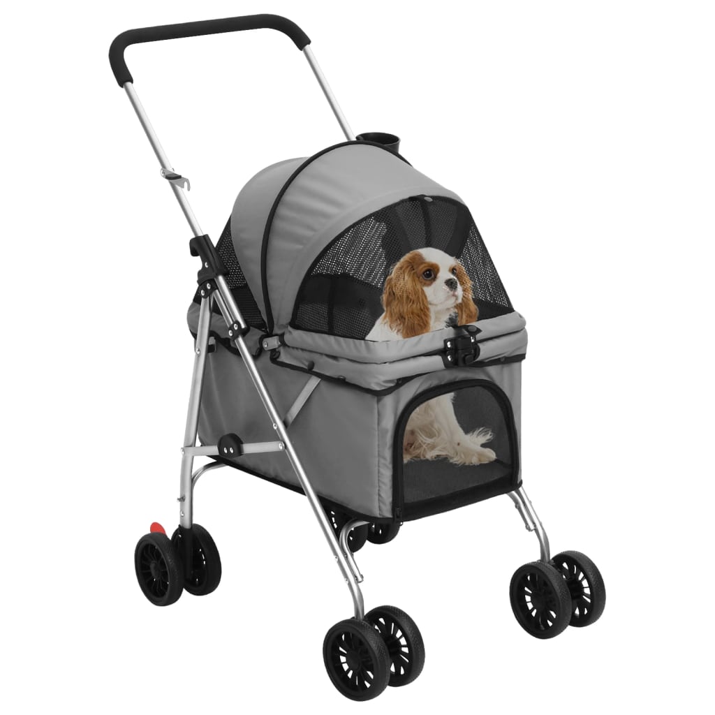 Passeggino Cani Pieghevole Grigio 76x50x100cm Tessuto Oxford 172201