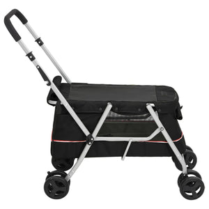 Passeggino per Cani Pieghevole Nero 100x49x96cm Tessuto di Lino 172202